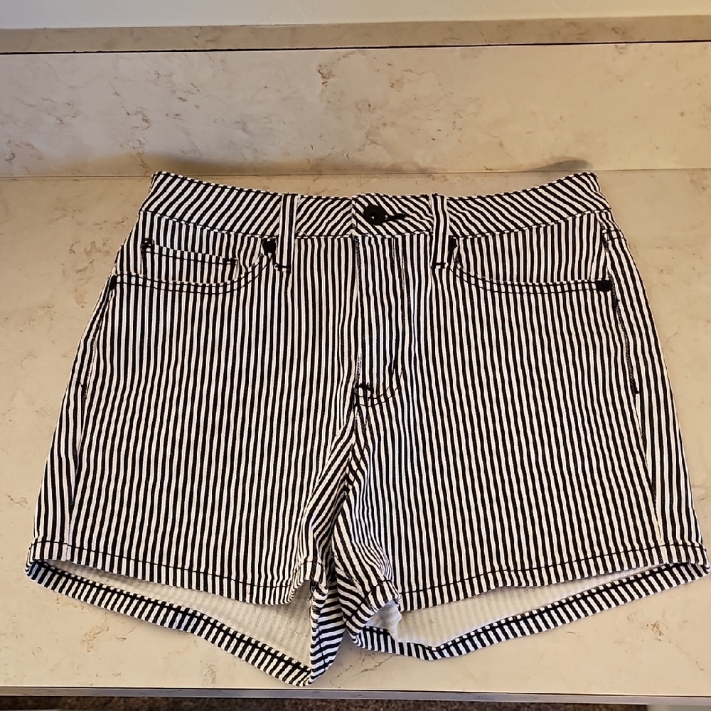 Blackheart Women's Black and White Striped Jean Shorts